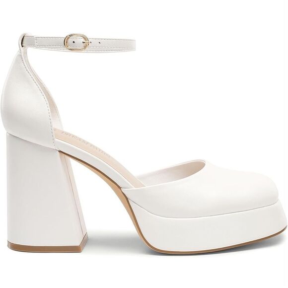 DREAM PAIRS Women's Chunky Platform High Heels Closed Toe Block Ankle Strap - Picture 8 of 13